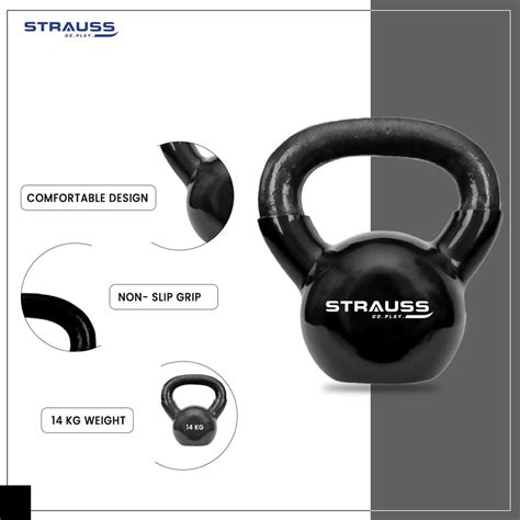 Strauss Premium Vinyl Kettlebell Weight for Men & Women | 14 Kg ...