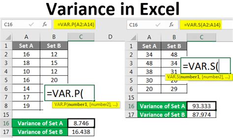 Image result for Excel Variance Functions