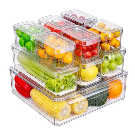 KUMD 10 Pack Fridge Organisers, Stackable Fridge Storage Containers ...