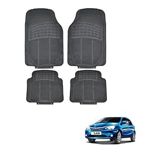 Kozdiko Car Simple Rubber Black Floor Mat Set of 4 Pcs for Toyota Etios ...