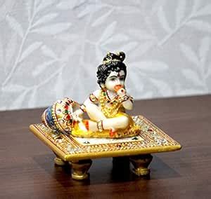 Craft Junction Hand Crafted Laddu Gopal on Marble Chowki for Decorative ...