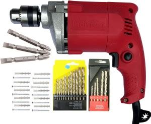 Inditrust 10MM Electric Drill Machine 10+10 Screw 13pc hss 5pc Masonry ...