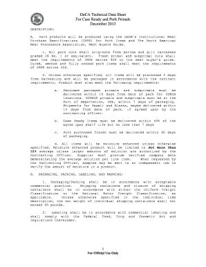 Fillable Online DeCA Technical Data Sheet For Case Ready and Pork ...