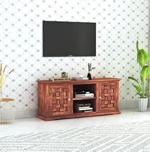 Dev Wood Decor Solid Sheesham Wood TV Cabinet with 2 Door and 2 Open ...