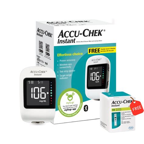 Buy.AccuChek Instant Blood Glucometer with FREE 10 Strips + 10 Lancets ...