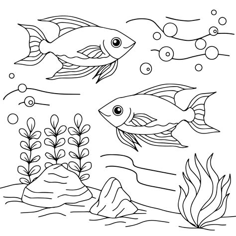 Fish In Water Coloring Page