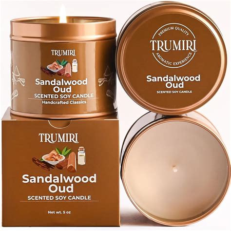 Amazon.com: Sandalwood Oud - Scented Candles for Men - 5oz Natural Soy ...