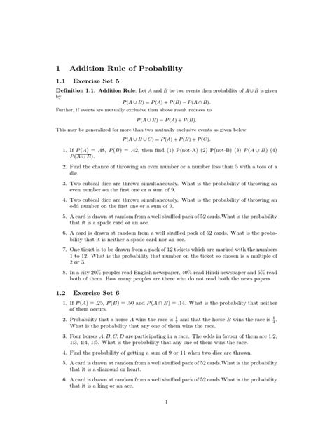 Image result for Addition Rules for Probability Worksheet Answer