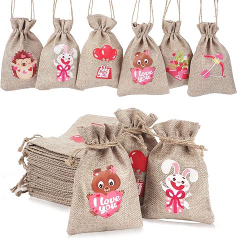 Amazon.com: DERAYEE 36 Pcs Valentine's Day Burlap Gift Bags with ...