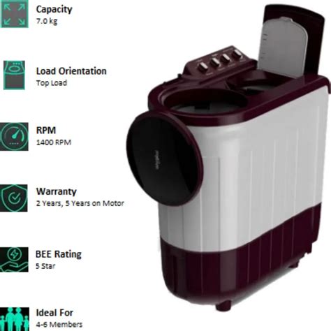 Whirlpool 7.0 Kg Semi Automatic Top Load Washing Machine ACE Sup Soak ...