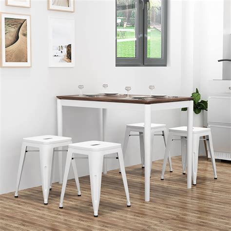 Buy ALISH 18 Inch Stools Backless Metal Stool Stackable Short Stools ...