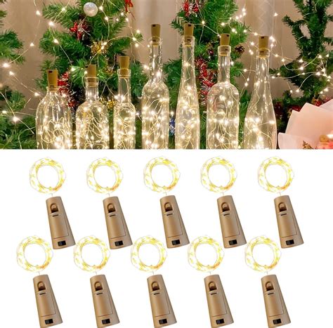 Buy BEYKURY 10 Pack Wine Bottles Cork String Lights - Battery Powered ...