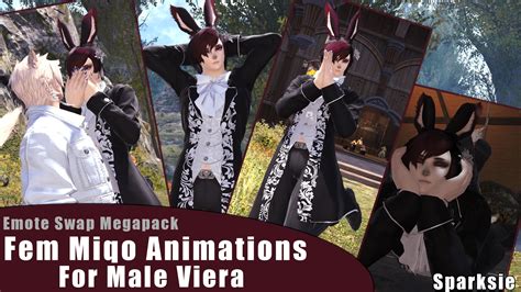 Fem Miqo'te Emotes and Poses for Male Viera Megapack | XIV Mod Archive