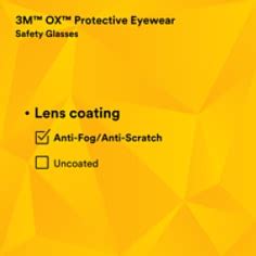 3M™ OX™ 2000 Protective Eyewear 12166-00000-20, Clear Anti-Fog Lens ...