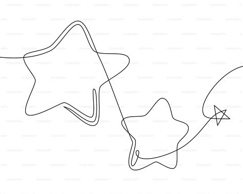 A line drawing of a star and a balloon vector – Line drawing Image on ...