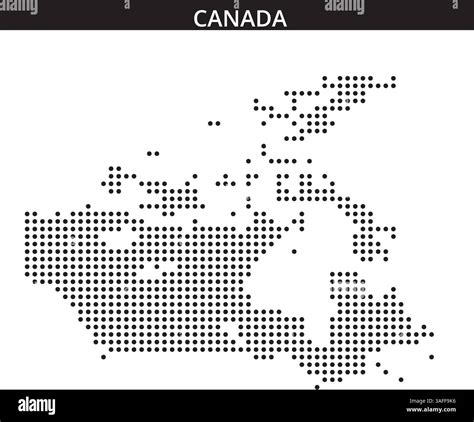 A dotted representation of Canada highlights its geographical features and key locations ...