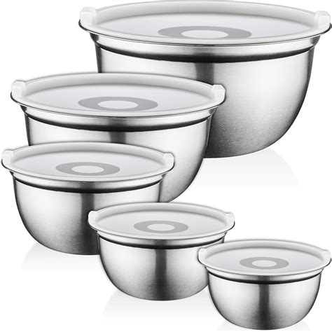 GARUET Premium 5-Piece Stainless Steel Mixing Bowl Set - Durable and ...