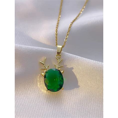 Emerald Reindeer Pendant Necklace | 18K Gold Plated Jewellery – Nimee Luxe