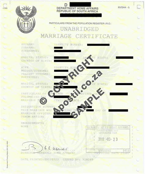 South African Birth or Marriage Certificate | Apostil