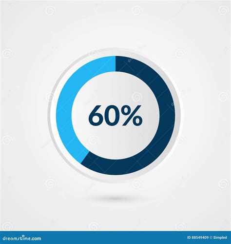 60 Percent Blue Grey and White Pie Chart. Percentage Vector ...