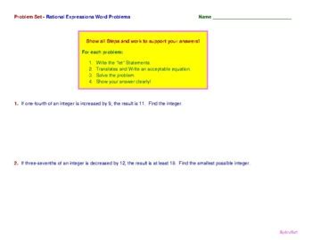 Image result for Rational Function Word Problems Worksheet