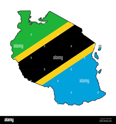 Tanzania outline flag map silhouette over a white background Stock ...