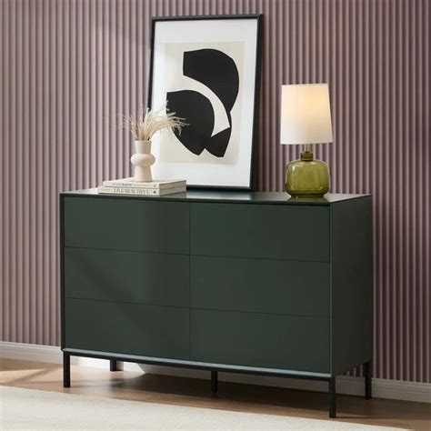 Furnitell 6 Drawer Chest - Forest Green