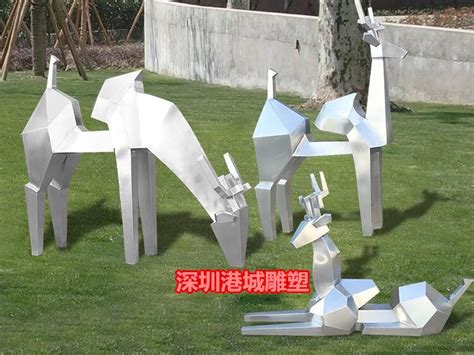 房地产园林景观玻璃钢几何切面抽象鹿雕塑摆设_深圳港城雕塑-站酷ZCOOL