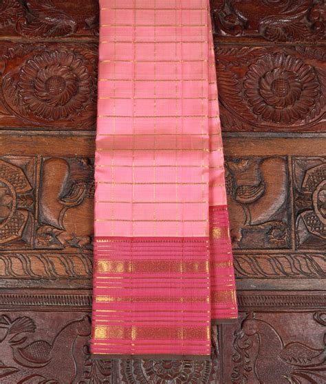 Buy Pink Handwoven Kanjivaram Silk Saree T393899