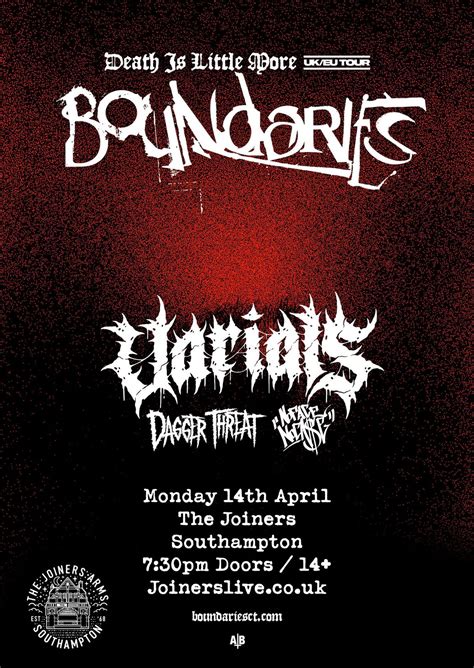 Boundaries + Varials + Dagger Threat + No Face No Case at The Joiners ...