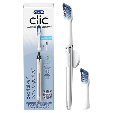 Oral-B Clic Toothbrush, Chrome White, with 1 Bonus Replacement Brush ...