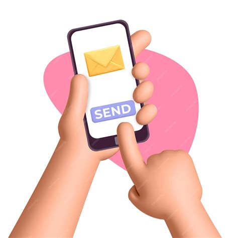 Premium Vector | 3d vector hand holds phone sending email message ...