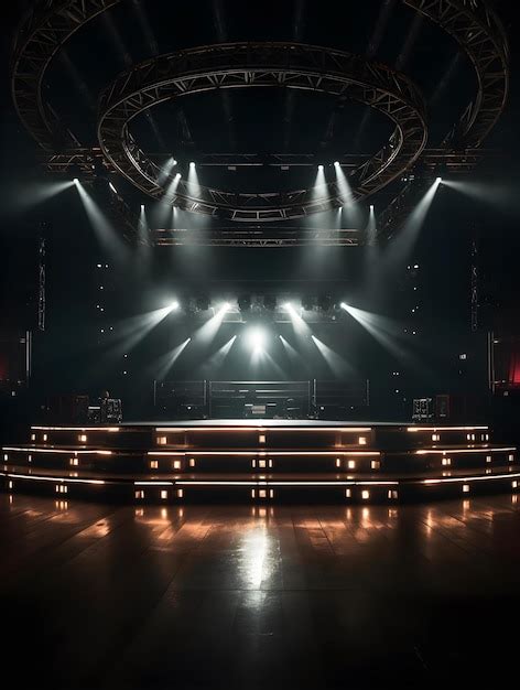 Palco de evento de dj interno com efeito holofote generativo ai ...
