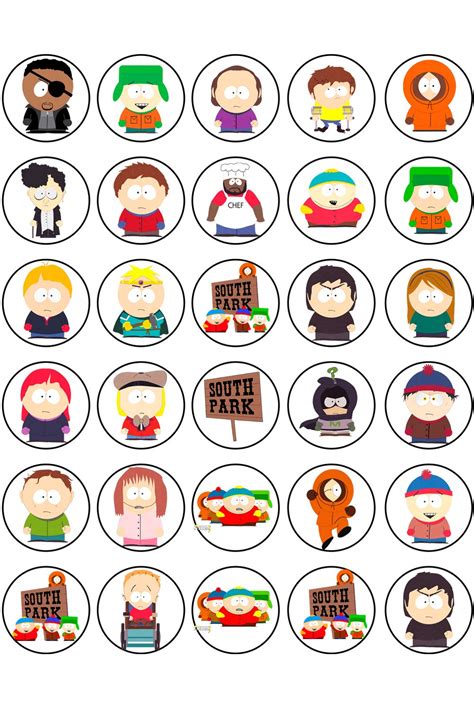Buy 30 x Edible Cupcake Toppers – South Park Themed Collection of ...
