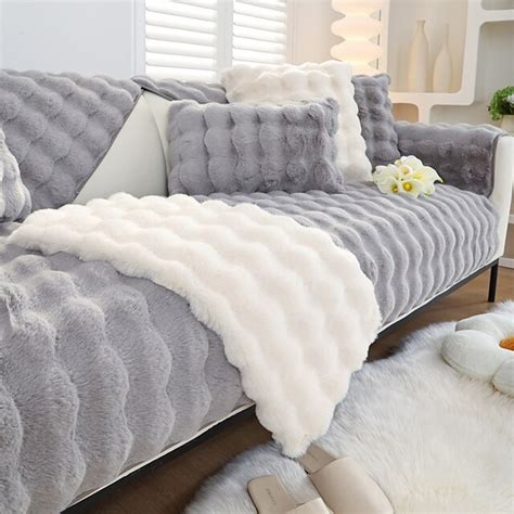 Rabbit Hair Sofa Slipcover Sofa Seat Cover Sectional Couch Covers ...