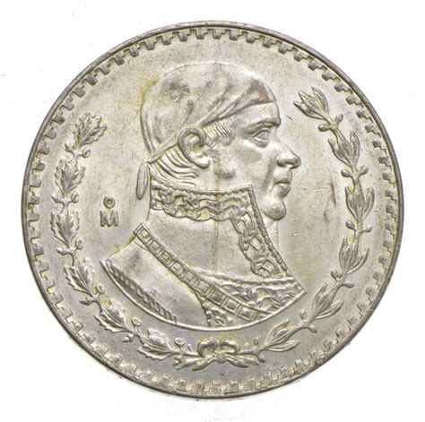 Choice Uncirculated - 1958 Mexico Mexican Un Peso Silver Coin - LARGE ...