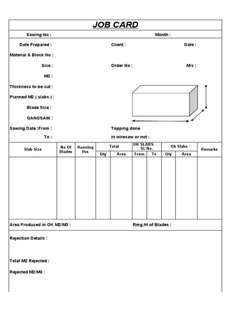 Image result for Job Card Process Examples