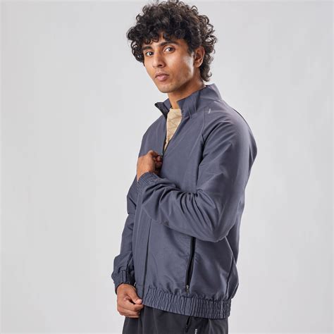 Men Gym Tracksuit Jacket with Zip Pocket - Grey