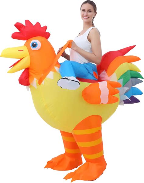 Inflatable Chicken Costume Adult Funny Rooster Costume Riding Chicken ...