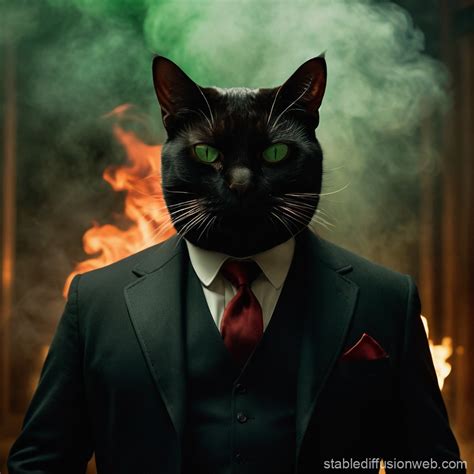Black Cat in Hannibal Lecter Mask | Stable Diffusion Online