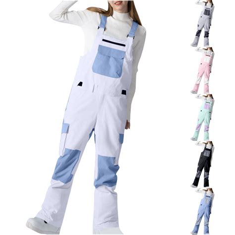 PXLKNZH Women's Snow Bibs Ski Suit Waterproof Windproof Insulated ...