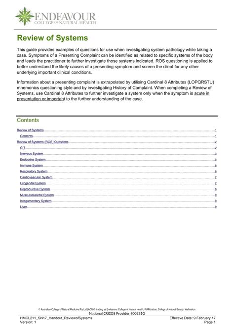 Image result for Review of Systems Example