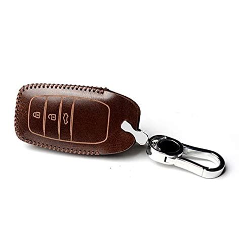JVCV® Soft Handmade Leather Key Cover Compatible with Toyota 3‑Button