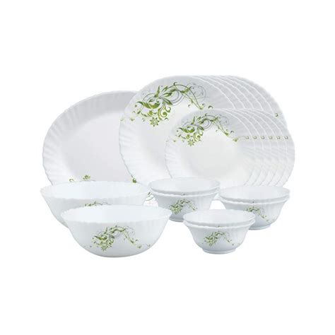 Larah by Borosil Erba Opalware Dinner Set, 21 Pieces, White : Amazon.in ...