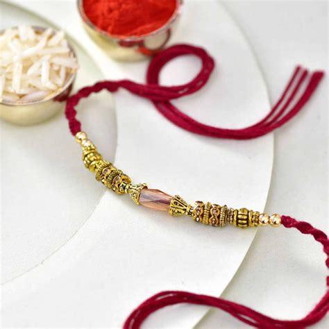 Classy Metallic Finish Crystal Bead Rakhi Thread – TOKENZ