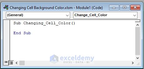 Excel VBA to Change Cell Background Color (2 Suitable Examples)