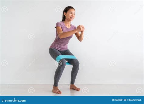 Resistance Band Exercises with Fabric Elastic Equipment. Crab Walk ...