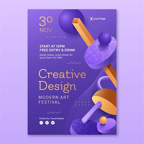 Gradient abstract flyer template design | Free Vector