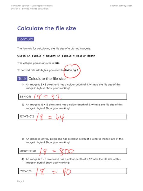 File Size Calculation as Level Questions 的图像结果