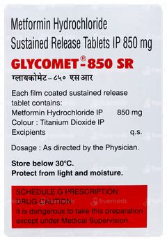 Glycomet 850 Sr Tablet 10: Uses, Side Effects, Price & Substitutes